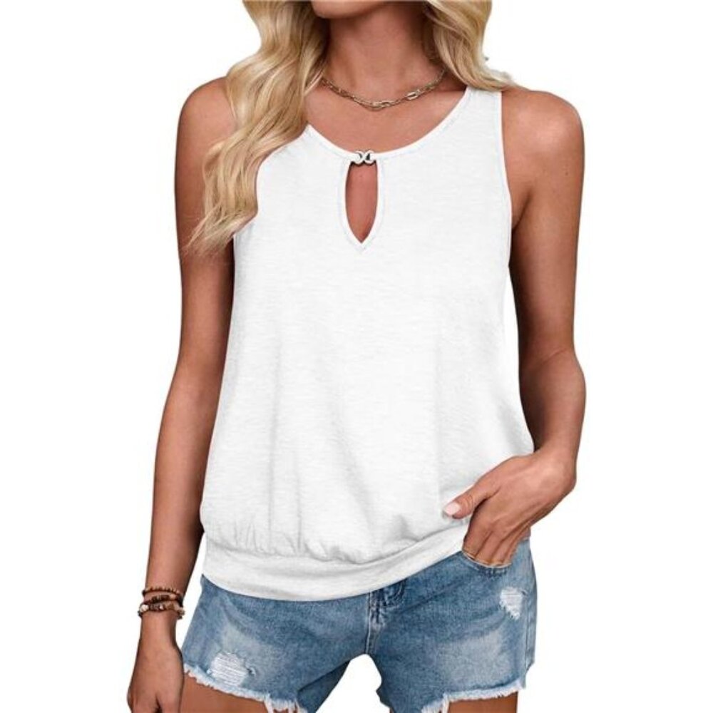Trendy Metal Buckle Tank Top – Chic, Loose & Lightweight for Summer 2025!